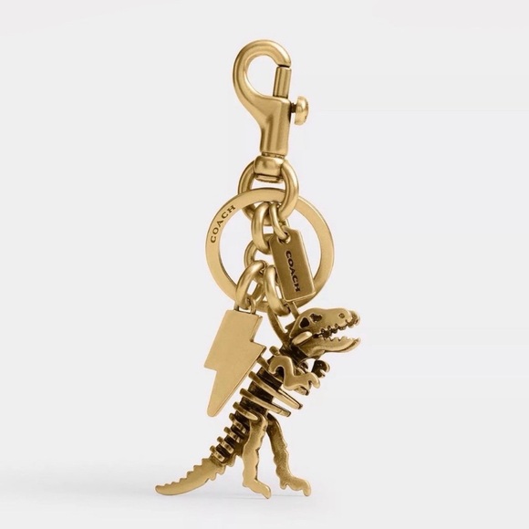 Coach Small Rexy 3D Skeleton Bag Charm Keychain in Brass NEW - Picture 11 of 16